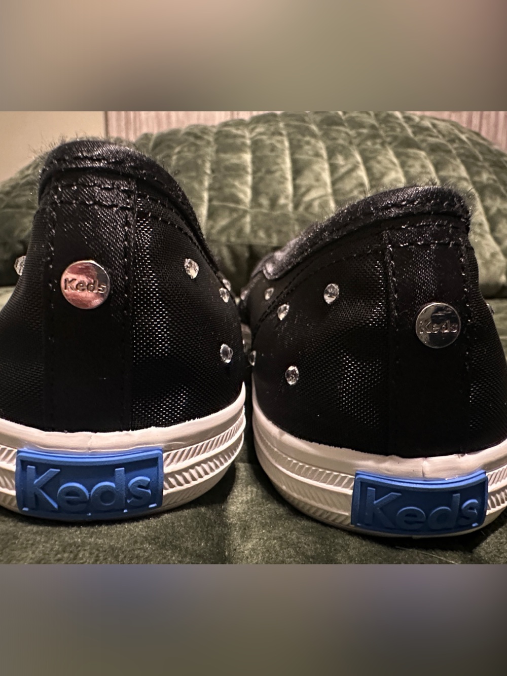 Keds Black Mary Jane Flats with Rhinestone Mesh - Picture 9 of 16